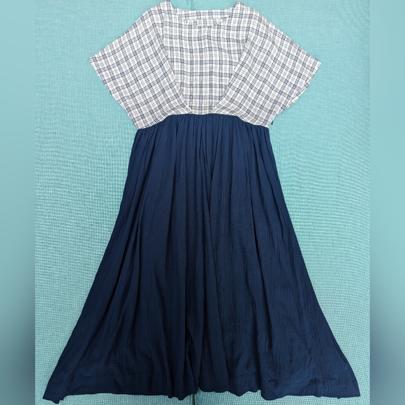 New With Tags Women's Medium Cotton Plaid Blue Dress - Picture 5 of 10